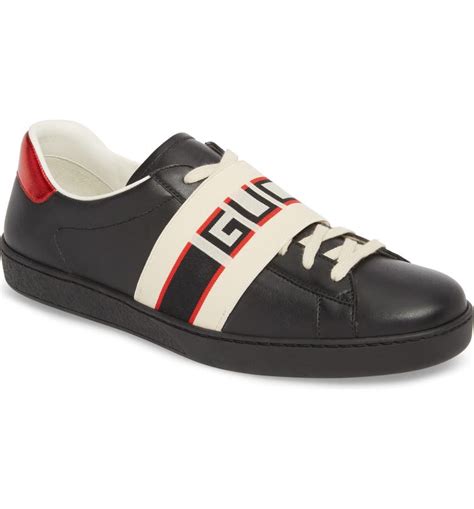 gucci stripe leather sneaker 'white red black'|gucci sneakers at nordstrom.